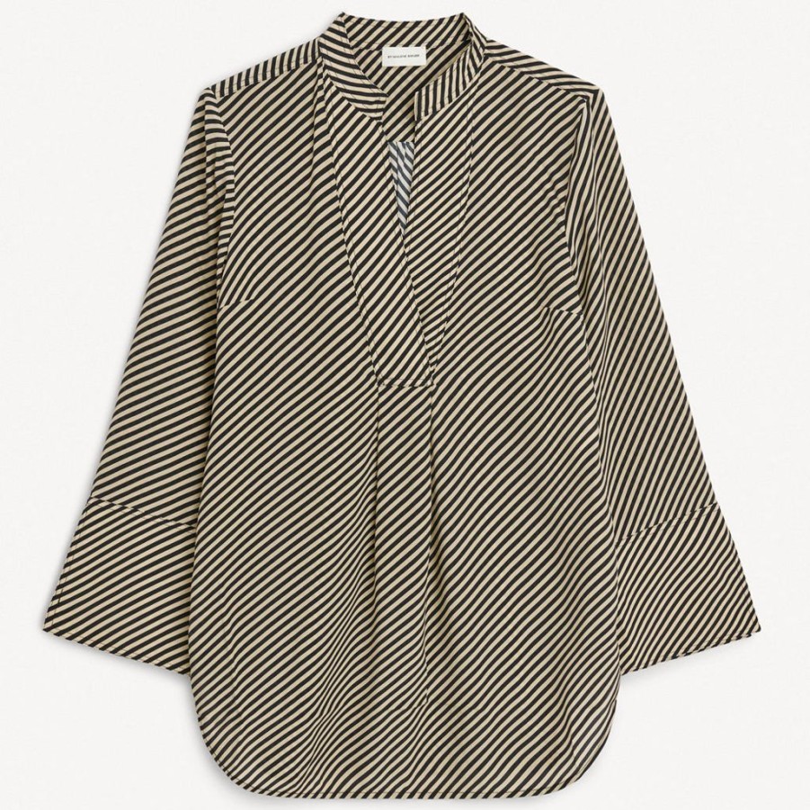 Toj by malene birger Bluser & Skjorter | By Malene Birger Shirt Flaiy Black/Beige Stripe