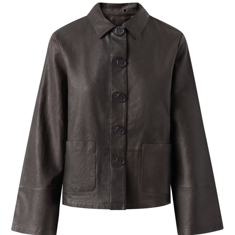 Toj depeche Bluser & Skjorter | Depeche 50652 Leather Shirt Charcoal